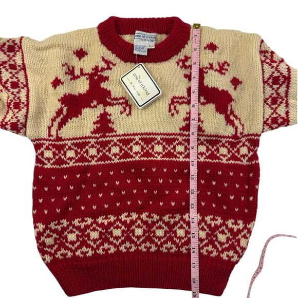 NEW One Of A Kind By Shirley Duffy Handmade Kids Reindeer Sweater 8/10 Medium - Picture 9 of 11